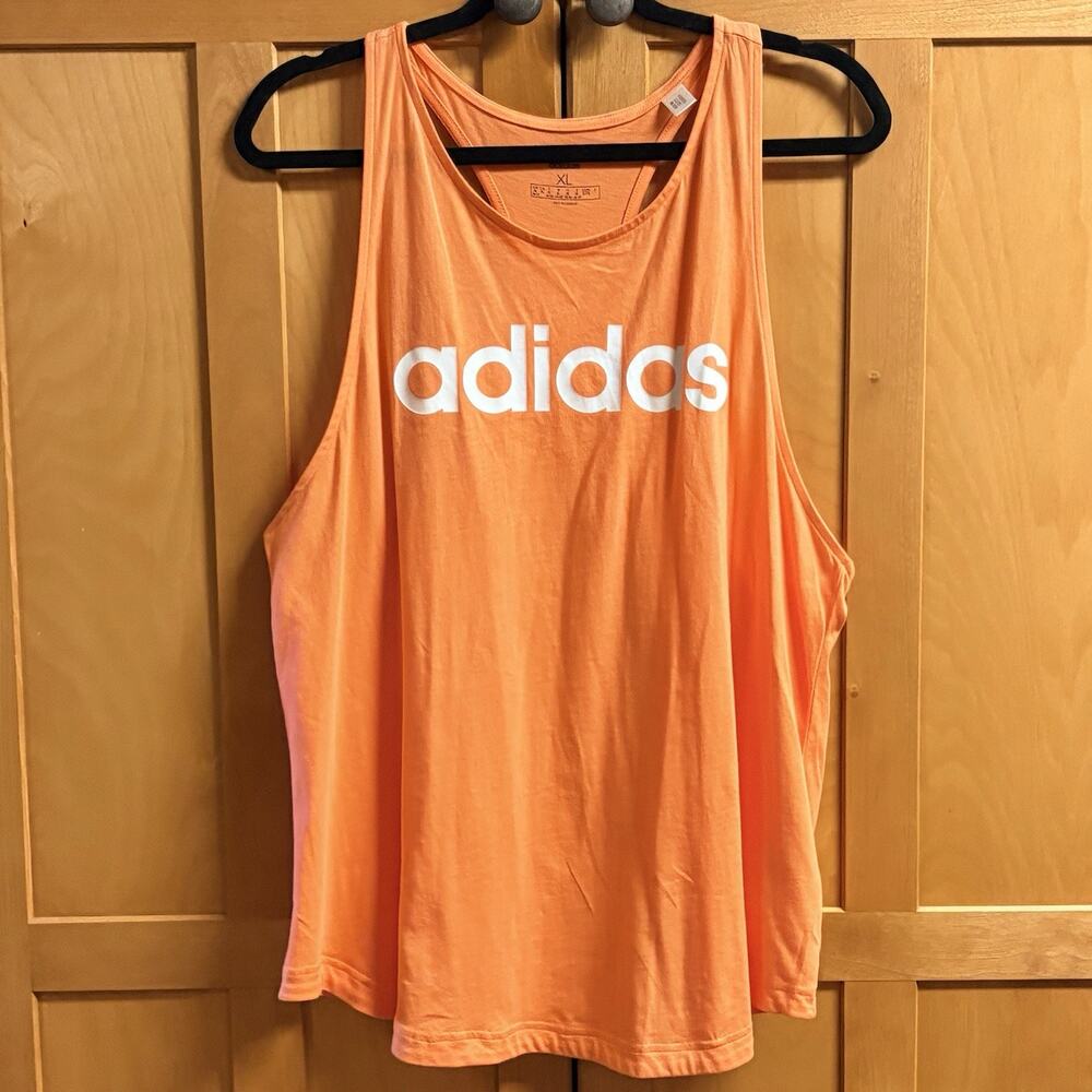 Adidas Razorback Tank XL Womens Orange White Logo Down Front